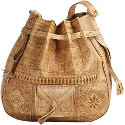 Handbag Genuine Leather Engraved Shoulder Bag Moroccan Handmade Women Casual • $80.90