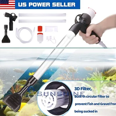 $19.71 • Buy Extended Aquarium Fish Tank Siphon Pump Vacuum Gravel Water Filter Cleaner Pipe