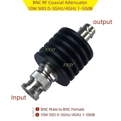 BNC RF Coaxial Attenuator 10W 50Ω 0-3GHz/4GHz 1/2/3/5/6/10/15/20/25/30/40/50dB • $18.52