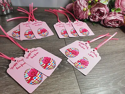 Happy Easter Gift Tags Pink Large Easter Egg Design Love From Logo 10no • £2.99
