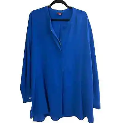 Vince Camuto Cobalt Blue Flowy V-Neck Loose Fit Tunic Top - XL • $28