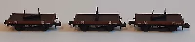 Peco N Gauge  - Rake Of Three Bolster Wagons 23255 - N.e. Brown • £22