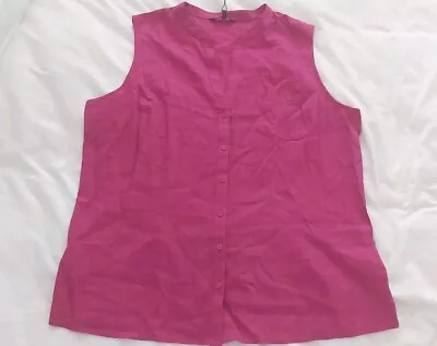 Papaya @ Matalan - Sleeveless Top - Linen Mix - Magenta - Pink - Size 20 - Bnwt • £3.99