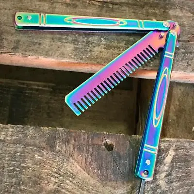 Metal Comb Heavy Duty Practice Rainbow   Handle • $10.99