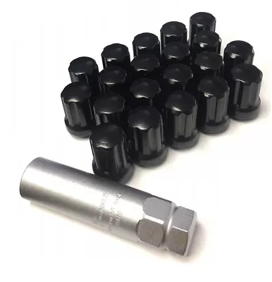 Mr Lug Nuts Black 14x1.5 Spline Drive Tuner Lug Nut Kit (20 Piece W/ Key Set) • $34.99