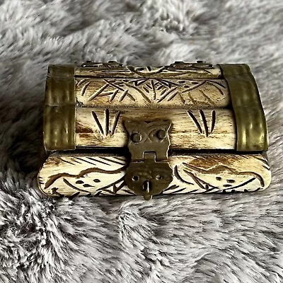 Vintage Bone Brass Elephant Trinket Jewelry Box Handmade India Hinged Metal • $27.95