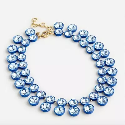 $69.50 • Buy J Crew NWT $98 Sparkly Double-Drop Crystal Brûlée Necklace In Tidewater Blue