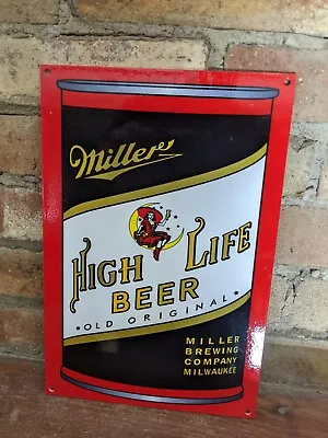 Vintage Miller High Life Beer Porcelain Bar Sign 12  X 8  • $125