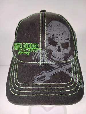 Grave Digger Monster Truck Racing Mesh Hat Adjustable Cap Skull Black Green • $14.95