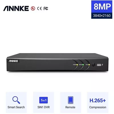 ANNKE DT81DP 8CH 5IN1 4K 8MP H.265+DVR Video Recorder Home Surveillance System • £75