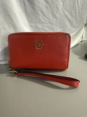 MICHAEL Michael Kors Red Saffiano Leather Zip Clutch Wallet • $10