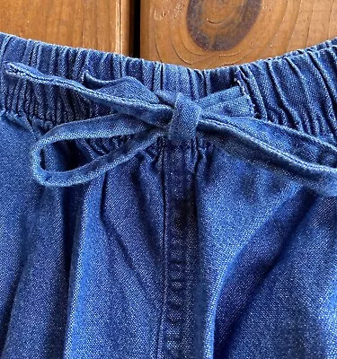 MainStreet Blues Plus 34W Cotton Blue Denim Jean Capris Elastic Waist Ties • $19.87