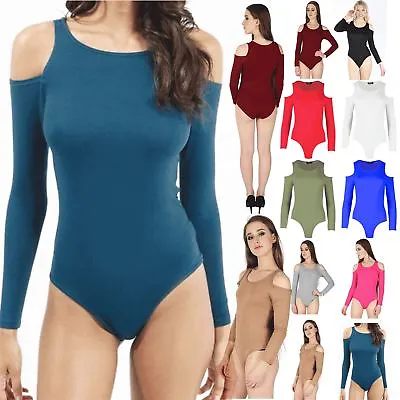 £1.75 • Buy Womens Ladies Cut Out Off Shoulder Slash Neck Frill Sleeve Leotard Bodysuit Top