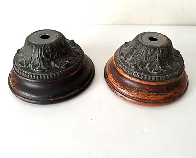 Vintage Wood Metal Lamp Base Parts Pair Ornate Set • $15