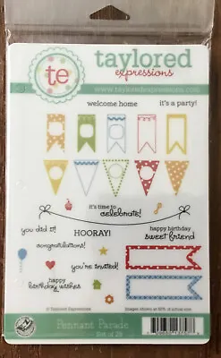 $14.99 • Buy Taylored Expressions  Pennant Parade”  RUBBER Stamp Set  Unmounted 29 Images New