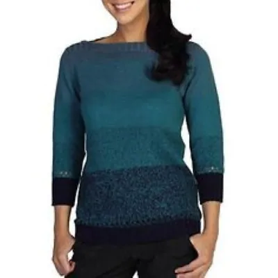 $11 • Buy ExOfficio Women's Sweater Wool Blend Blue Ombre Size Medium