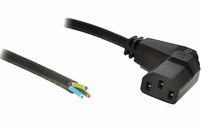 1m 90° Right Angle Iec C13 Socket To Bare/open Ends Black Cablelcd Kettle Lead • £3.49