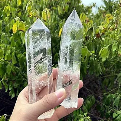 1PC Large Clear Quartz Crystal Points Clear Quartz Crystal Reiki Tower Wand • $6.17