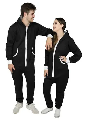 Couple Matching One-Piece Non Footed Pajamas Men Jumpsuits Women Hooded Fleece • $28.49