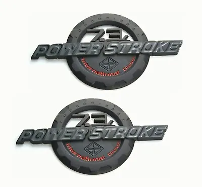 2pack OEM 7.3L International Side Fender Badge Power Emblems Stroke (Black Red) • $27.99