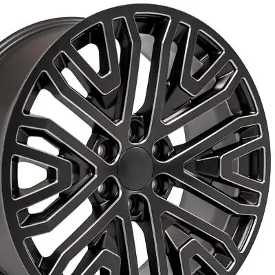 22x9 Black W/ Milled Edge Rims Fit Sierra Yukon Accessory Wheel 22  84040799 • $294