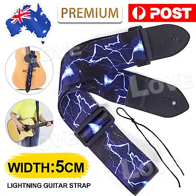 $5.95 • Buy Lightning Guitar Strap Adjustable Belt Acoustic Electric Basses Guitar Strap AU