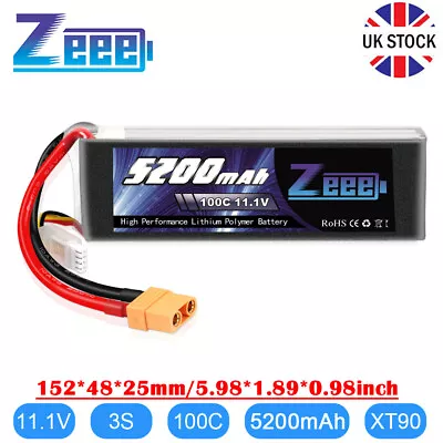 Zeee 3S Lipo Battery 11.1V 5200mAh 100C XT90 For RC Car Drone Helicopter Truck • £43.98