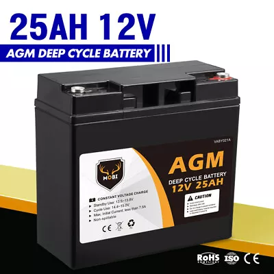 MOBI 25AH AGM Battery Deep Cycle 12V Mobility Scooter Golf Cart Camping Volt • $69.95