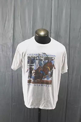 Vintage Graphic T-shirt - Calgary Stampede Bull Riding Graphic - Men's Large • $44.99