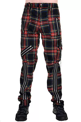 Tiger Of London Mens Punk Rock Zip Bondage Multi Woolly Tartan Pants. • £39.99