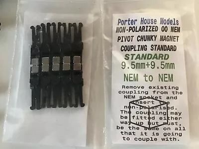 OO Railway PIVOTING SQUARE MAGNETIC COUPLINGS 19mm Nem To Nem Pockets 5 Pairs • £8.25