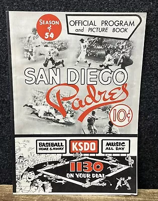 Vtg 1954 San Diego Padres 10¢ Official Program Score Card Pacific Coast League • $35