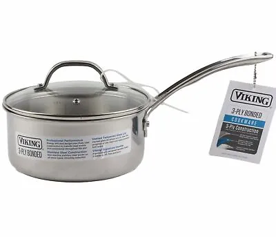 Viking 3 Ply Stainless Steel Sauce Pan Pot With Glass Lid 2.25 Qt • $54.95