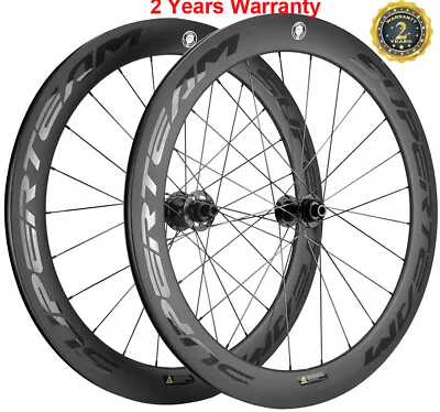 700C 60mm Carbon Disc Brake Wheels 700C Road Bike Disc Brake Carbon Wheelset Mat • $470