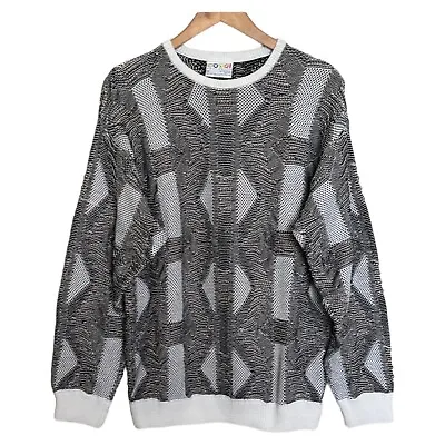 VTG COOGI Australia Mercerised Cotton Sweater Biggie Style Medium Black White • $119