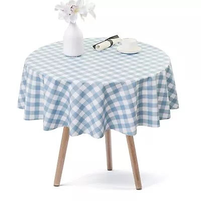 LOHASCASA Blue And White Checkered Tablecloth Small Round Vinyl Table Cloth C... • $25.69