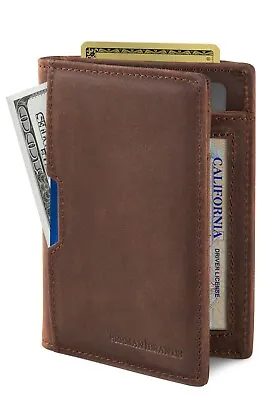 $29.99 • Buy SERMAN BRANDS- RFID Blocking Genuine Leather Thin Minimalist Front Pocket Wallet