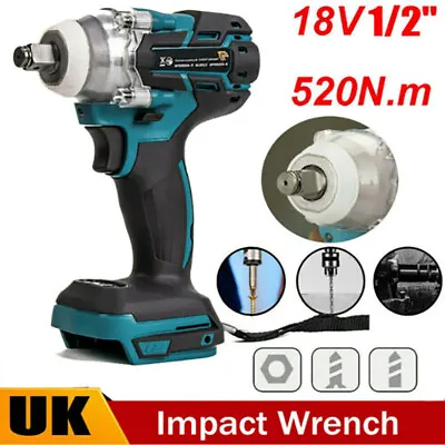 £25.99 • Buy 520 Nm 1/2'' Cordless Impact Wrench For Makita Blue Brushless 18V Li-ion Driver