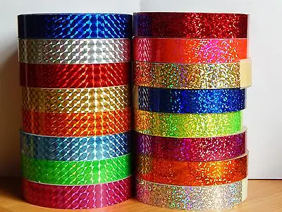 Holographic Hoop Tape - Prismatic Squares - Self Adhesive - 20mm X 10m - Lures • £6