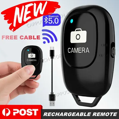 Rechargeable Wireless Bluetooth Remote Control Camera Shutter For IPhone Samsung • $6.97