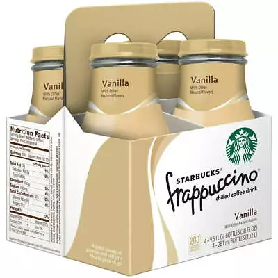 Starbucks Frappuccino Vanilla Chilled Coffee Drink 9.5 Fl Oz 4 Count • $18.95