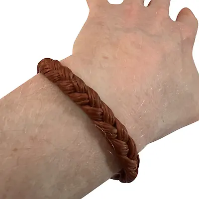 Brown Waxed Cotton Bracelet Wristband Bangle Mens Womens Boys Girls Jewellery • £3.99