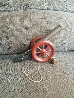 Antique Metal Cannon Cork Toy Red Wheels 1/1 On Ebay • $50