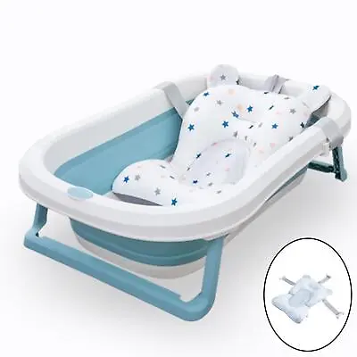 Baby Bath Pillow Anti-Slip Foldable  Bath Tub  Blue • £12.55