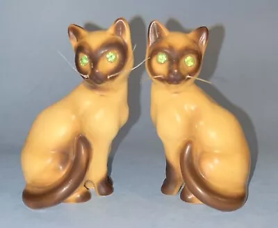 Victoria Ceramics Japan Siamese Cat Salt & Pepper Shakers Rhinestone Eyes • $34