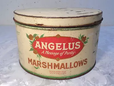 Vtg Angelus Marshmallows 5lb Tin Litho Can Cracker Jack General Store Chicago • $119.95