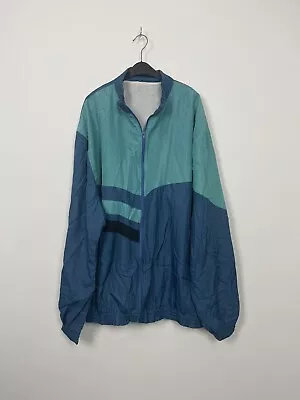 Vintage Shell Jacket 80s 90s Nylon Green Festival Track Hip Hop Size XL • £15.99