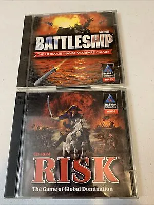HASBRO PC Games: Battleship And Risk: 2 CD's Each: Vintage:  2 Game Lot- 4 CD's • $11.69