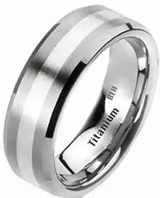 New Mens 925 Sterling Silver And Titanium Wedding Engagement Band Ring • £39.99