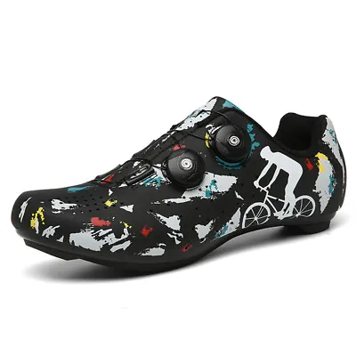 Men's Road Flat Cycling Shoes MTB Non-slip Self-Locking Bicycle Sneakers • $54.18